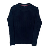 Tommy Hilfiger Cable Knit Sweater - Large Navy Cotton