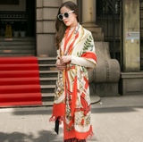 Anyyou 100% Pure Merino Wool Red Beige Stylish Poncho Winter Large Scarf With Trendy Pashmina Shawl Bandana For Womenfashion Design