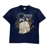 1980s Michigan City Hanes Graphic T-Shirt - Large Navy Cotton Blend