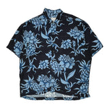 Quiksilver Floral Hawaiian Shirt - Large Blue Cotton