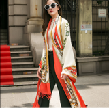 Anyyou 100% Pure Merino Wool Red Beige Stylish Poncho Winter Large Scarf With Trendy Pashmina Shawl Bandana For Womenfashion Design