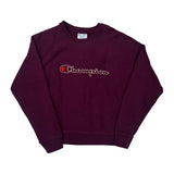 Reverse Weave Champion Spellout Sweatshirt - Medium Burgundy Cotton