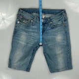 True Religion Contrast Stitch Denim Shorts - 28W UK 8 Light Wash Denim