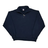 90S Made In USA Russell Athletic Blank 1/4 Zip - 2XL Navy Cotton Blend