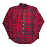 Ralph Lauren Checked Flannel Shirt - Large Red Cotton