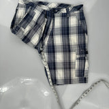 American Eagle Checked Cargo Shorts - 36W 10L Blue Cotton