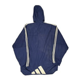 Three Stripes Adidas Striped Windbreaker - Small Blue Polyamide