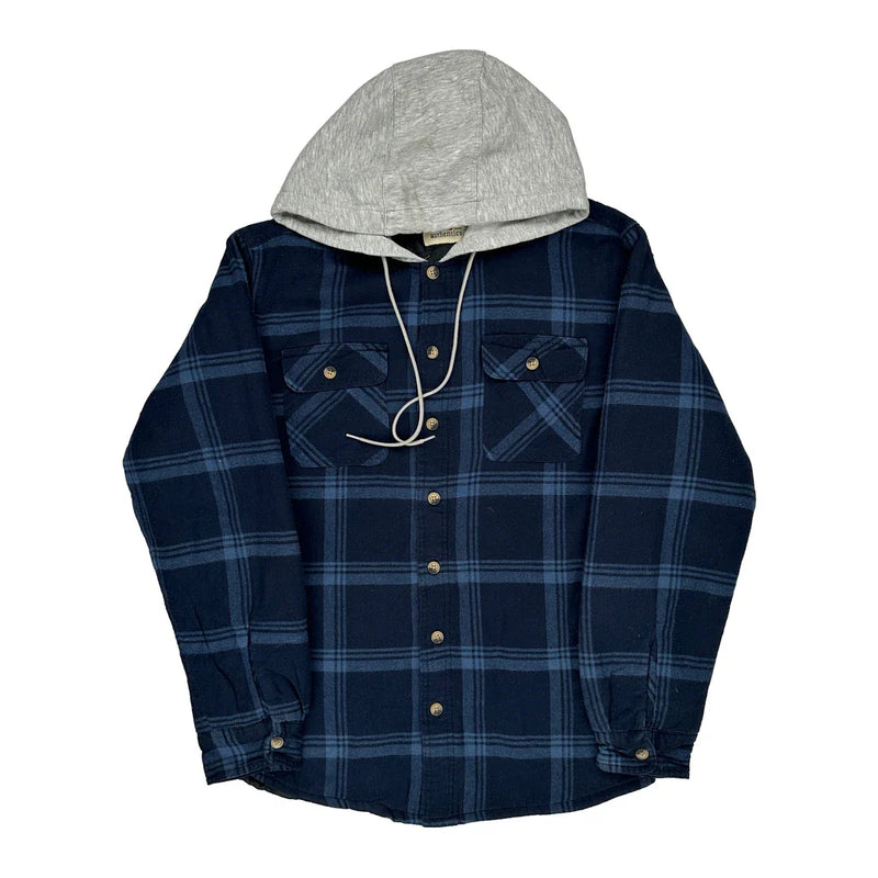 Wrangler Checked Flannel Shirt - Small Blue Cotton