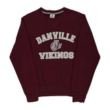 Russell Athletic College Sweatshirt - Small Burgundy Cotton Blend