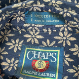 Chaps Ralph Lauren Floral Short Sleeve Shirt - Large Blue Cotton