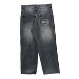 Avirex Wide Leg Graphic Jeans - 33W 28L Gray Cotton