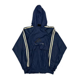 Adidas Striped Windbreaker - XL Navy Nylon