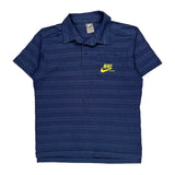 Nike Striped Polo Shirt - Large Blue Cotton