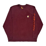 Carhartt Long Sleeve T-Shirt - Large Burgundy Cotton