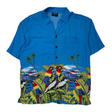 Pacific & Co Graphic Hawaiian Shirt - Large Blue Cotton