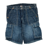 True Religion Cargo Denim Shorts - 40W 12L Blue Cotton