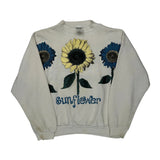 Sunflower Tultex Floral Sweatshirt - XL Blue Cotton Blend