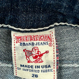 True Religion Contrast Stitch Denim Shorts - 25W US 0 Dark Wash Cotton