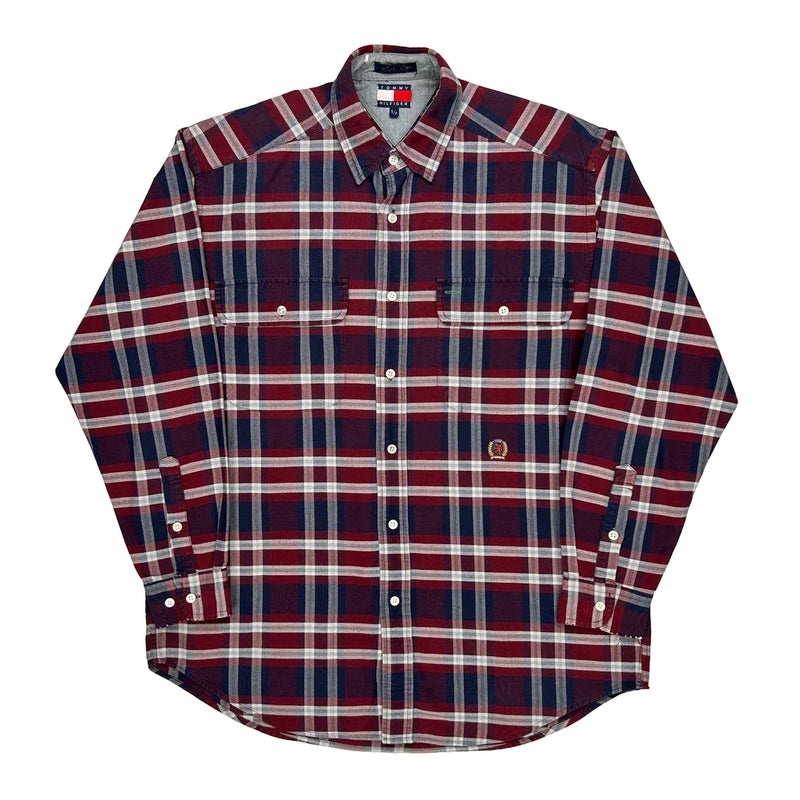 Tommy Hilfiger Checked Flannel Shirt - Small Blue Cotton
