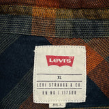 Levis Checked Flannel Shirt - XL Blue Cotton