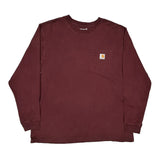 Carhartt Long Sleeve T-Shirt - XL Burgundy Cotton