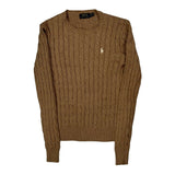 Polo By Ralph Lauren Cable Knit Sweater - Small Brown Cotton