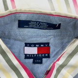 Vintage Tommy Hilfiger Striped Short Sleeve Shirt - Large Multicoloured Cotton