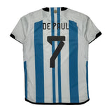 Argentina National Team Adidas 2022-23 De Paul Home Football Shirt - Medium Blue Polyester