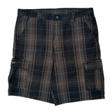 Wrangler Checked Cargo Shorts - 38W 11L Black Cotton