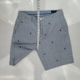 Anchors Polo By Ralph Lauren Striped Chino Shorts - 32W 9L Blue Cotton