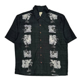 Jamaica Jaxx Floral Hawaiian Shirt - Large Black Silk