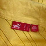 Puma Striped Polo Shirt - Large Yellow Cotton