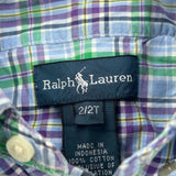 Age 2 Ralph Lauren Checked Short Sleeve Shirt - 3XS Multicoloured Cotton