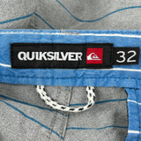 Quiksilver Striped Shorts - 34W 10L Grey Cotton Blend