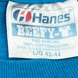 Single Stitch Kaiser Hanes Graphic T-Shirt - Large Blue Cotton