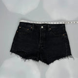Levis Denim Shorts - 32W UK 12 Black Cotton