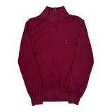 Tommy Hilfiger 1/4 Zip - Large Burgundy Cotton