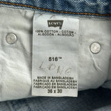Levis Slim Jeans - 34W 30L Light Wash Cotton