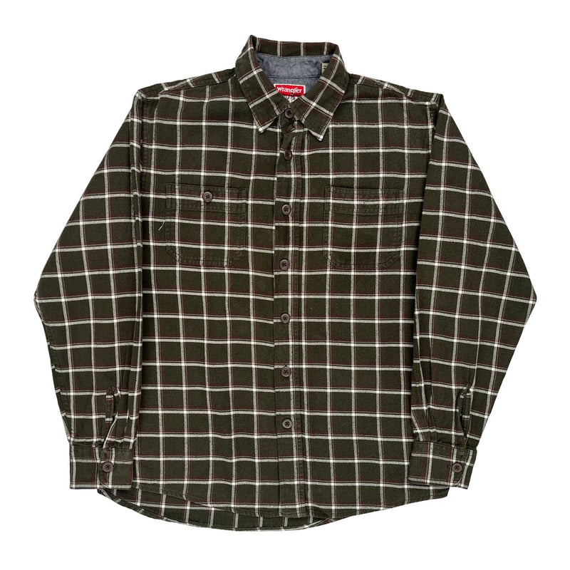 Wrangler Checked Flannel Shirt - Medium Green Cotton