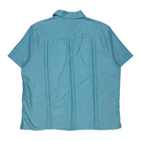 Guayabera Short Sleeve Shirt - XL Blue Polyester Blend