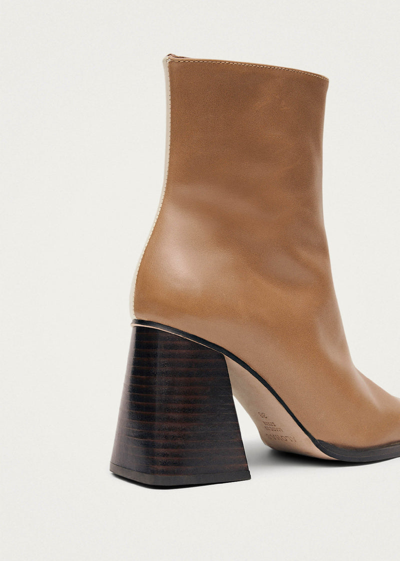 South Bicolor Camel Beige Leather Ankle Boots