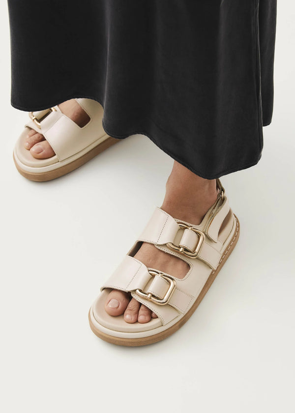 Harper Cream Leather Sandals