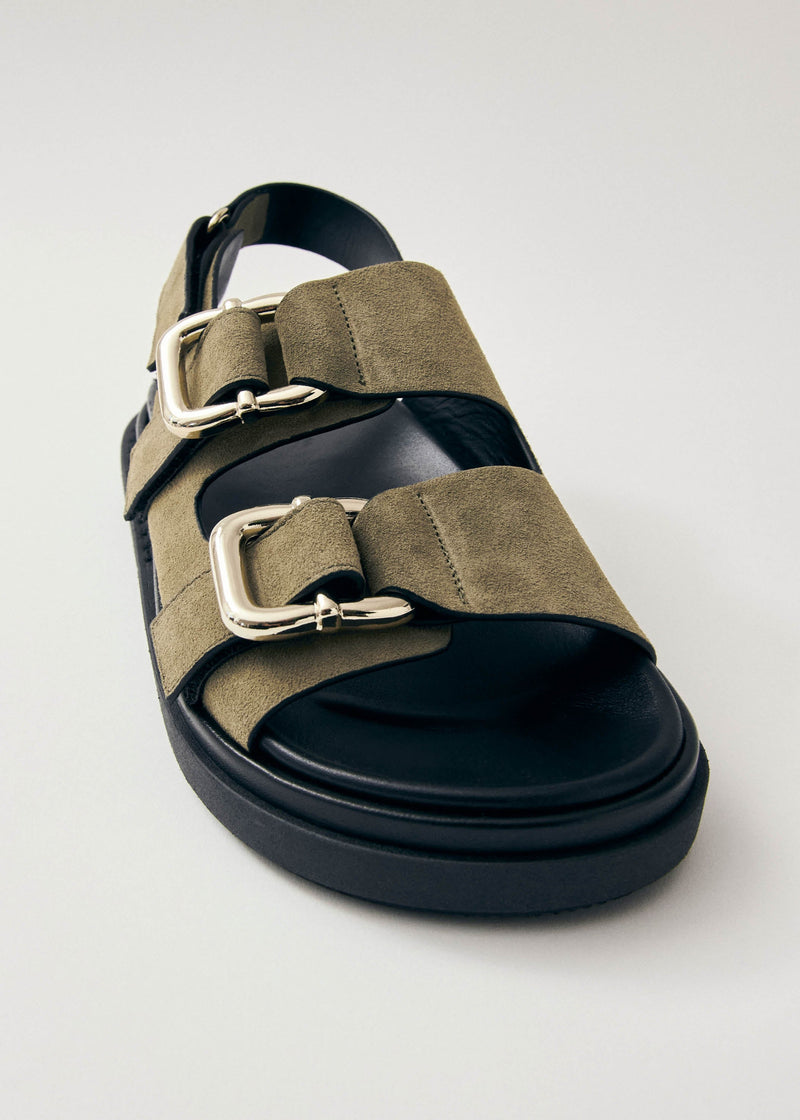 Harper Suede Khaki Leather Sandals