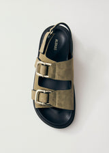 Harper Suede Khaki Leather Sandals