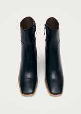 West Vintage Black Leather Ankle Boots