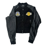 Age 10 Los Angeles Lakers Ultra Game Cropped Varsity Jacket - Large Black Polyester