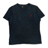 Polo By Ralph Lauren V-Neck T-Shirt - Large Black Cotton