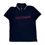Tommy Hilfiger Spellout Polo Shirt - Large Navy Cotton