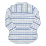 COLUMBIA 1/2 Button Turn Up Sleeve Womens Shirt Blue Striped 3/4 Sleeve M