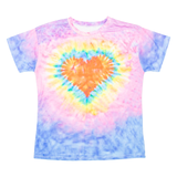Love Heart Womens Tie Dye T-Shirt Pink M